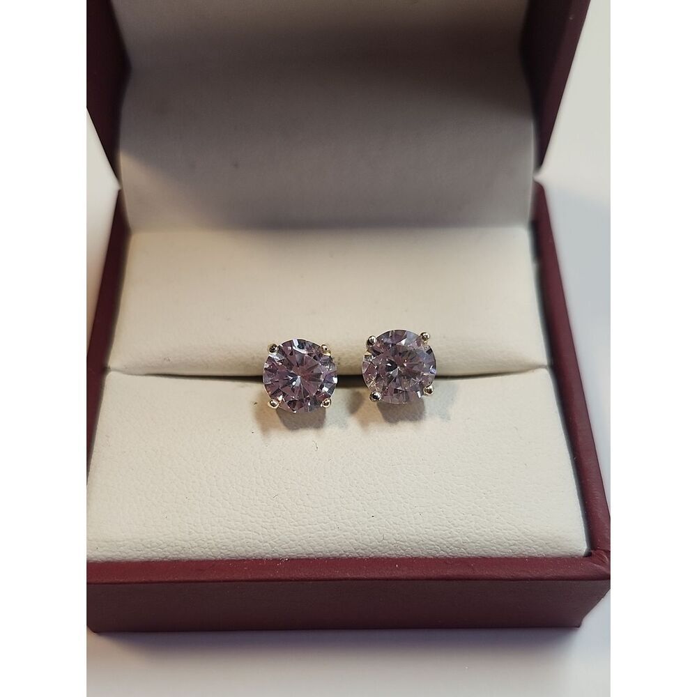 Gold Over Sterling Crystal Stud Earrings